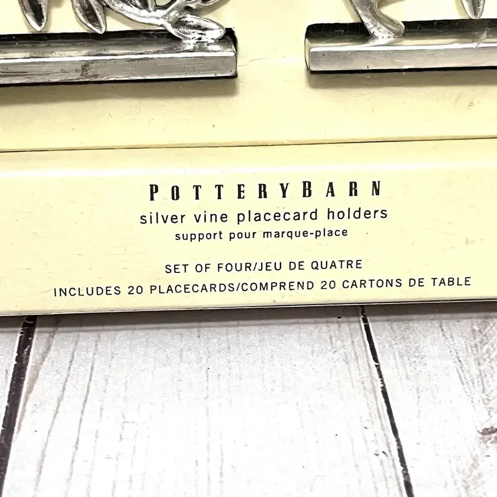 Pottery Barn Silver Vine Leaves Placecard Name Holders Set of 4